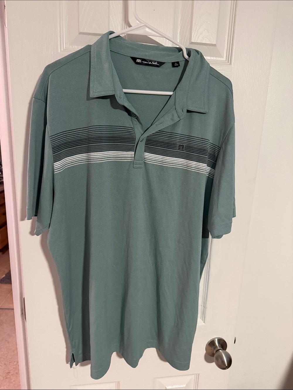 Men's Sage Green Striped Polo Travis Mathew